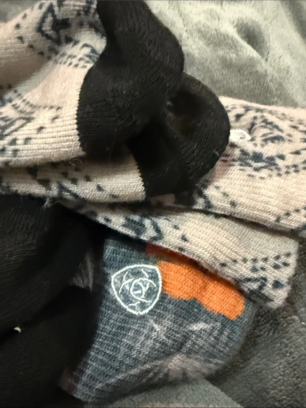 Ariat Men's Navy Crew Socks with Coral Floral Accents
